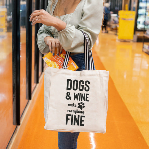 Twill Gift Bag Dogs & Wine - 100% Cotton