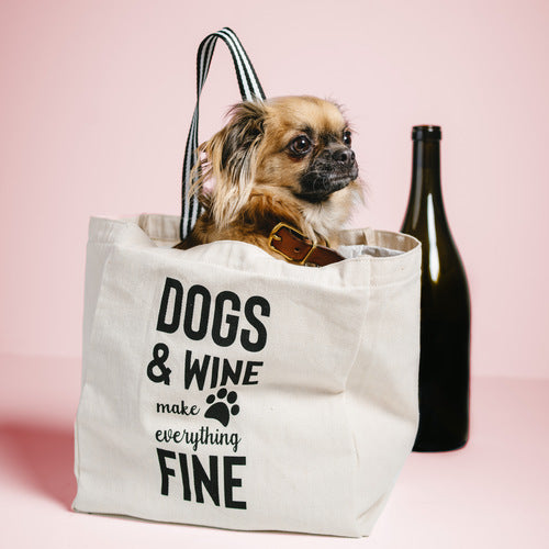 Twill Gift Bag Dogs & Wine - 100% Cotton