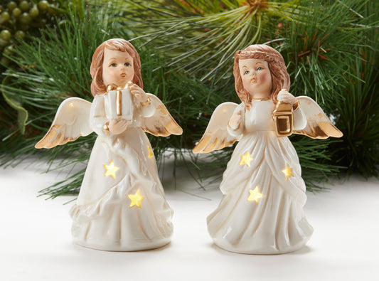 4.8" Porcelain Gold LED Angel