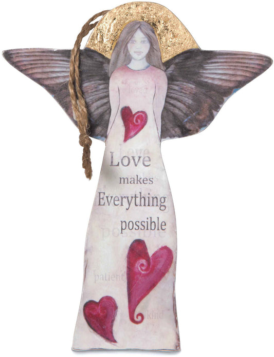 Love - 5.25" Angel & Hearts Angel Ornament