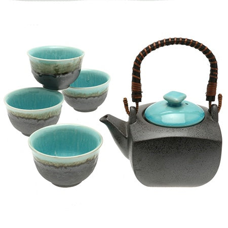 Tea Set Turquoise Sky Square