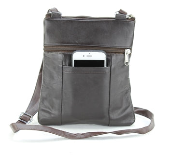 Medium Multi Pocket Cross Body Style: 876- Brown Leather