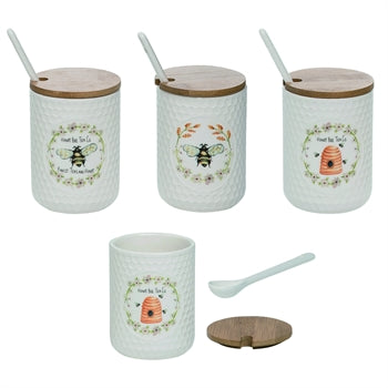 Dol Honey Bee Jar W/Lid & Spoon 3