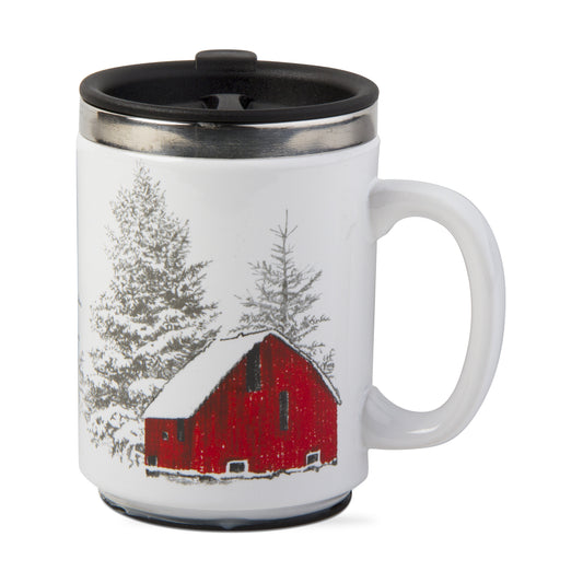 Mug Barn With Trees insulated mug