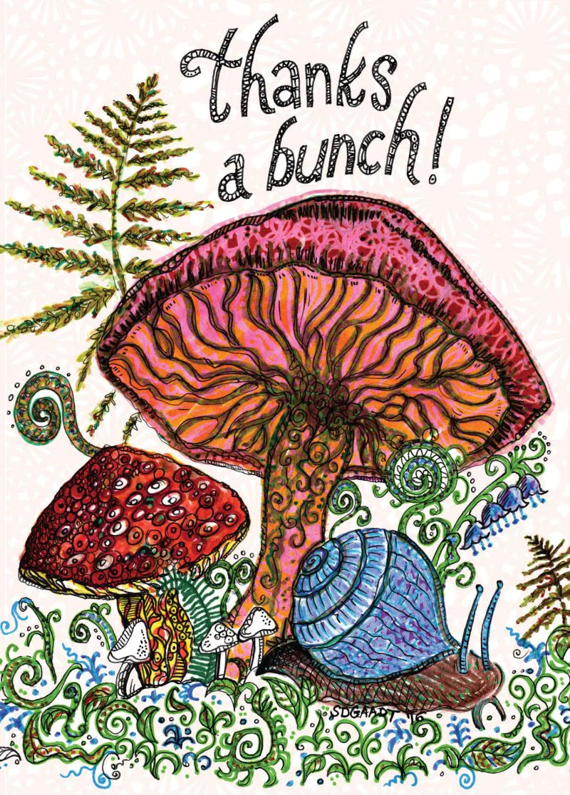 Card Mushroom with Snail & Ferns Thanks A Bunch