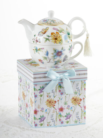 5.8" Porcelain Tea For One, Floral Daze