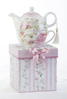 5.8" Porcelain Tea for One, Pink Peony