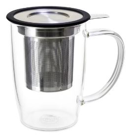 NewLeaf Glass Tall Tea Mug with Infuser & Lid 16 oz.