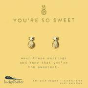 You're So Sweet - Gold Pineapple Earrings Lucky Feather