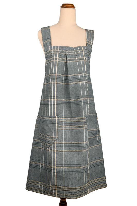 Apron Textured Check Pinafore Apron Blueberry