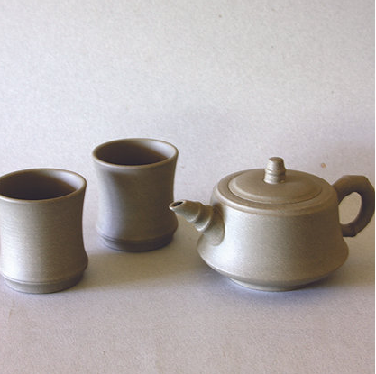 Yixing Bamboo Tea Pot & 2 Cups