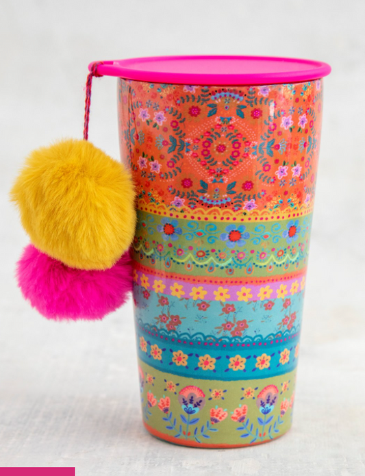 Tumbler - Stainless Steel Pompom PINK