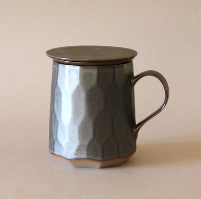 Patterned Gray Tea Mug Infuser / strainer