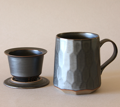 Patterned Gray Tea Mug Infuser / strainer