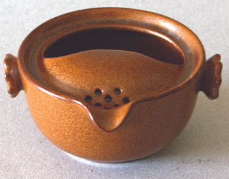 One Tea Cup/Pot, Flower Motif, Brown