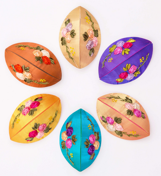 Embroidered Flower Fortune Cookie Coin Holder