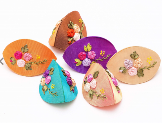 Embroidered Flower Fortune Cookie Coin Holder