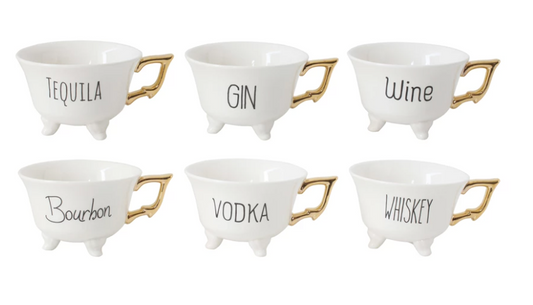 Stoneware Footed Teacup, 6 Designs to Choose From