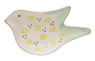 Hand-Painted Stoneware Bird Shaped Dish, 4 Styles