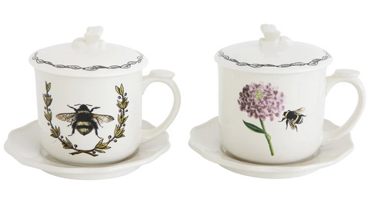 Mug, Saucer, Lid and Strainer,  2 Styles
