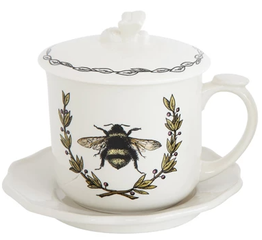 Mug, Saucer, Lid and Strainer,  2 Styles