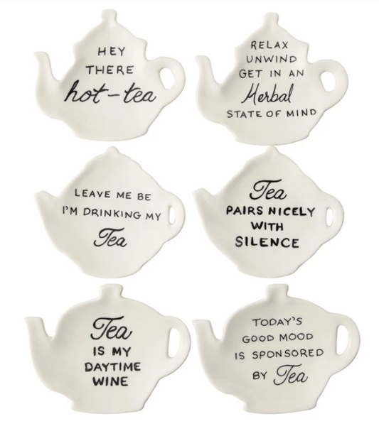 Stoneware Teapot Dish with Tea Saying, 6 Styles TO CHOOSE FROM