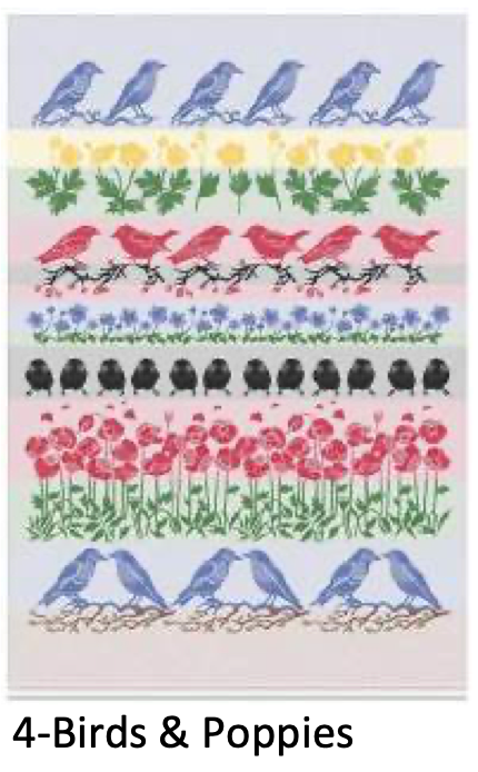 Dish Towel Swedish Birds & Poppy- Mierco