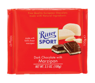 RITTER SPORT DARK CHOCOLATE WITH MARZIPAN 3.5 OZ BAR