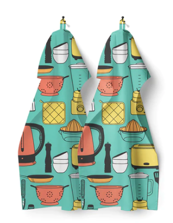 Tea Towel - Kitchen Tool Print ( Set of 2 )