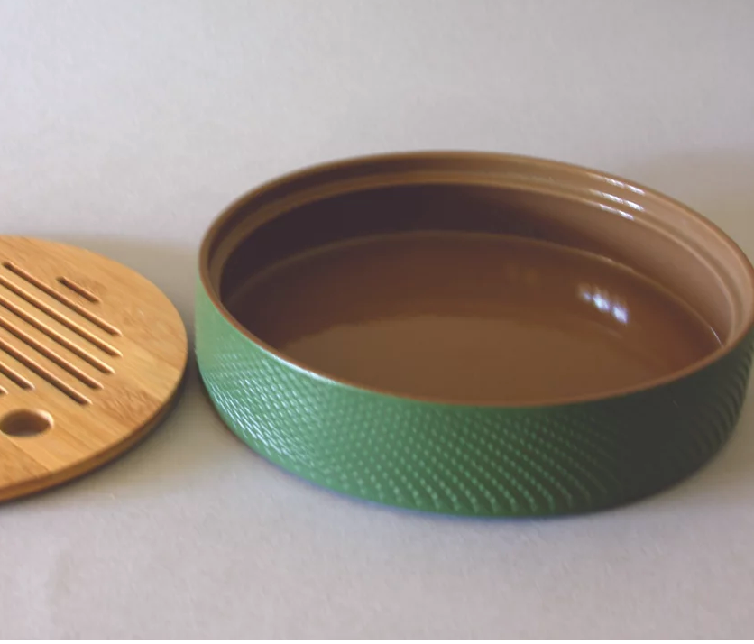 Circle Tea Boat, Ceramic & Bamboo, Green (M)