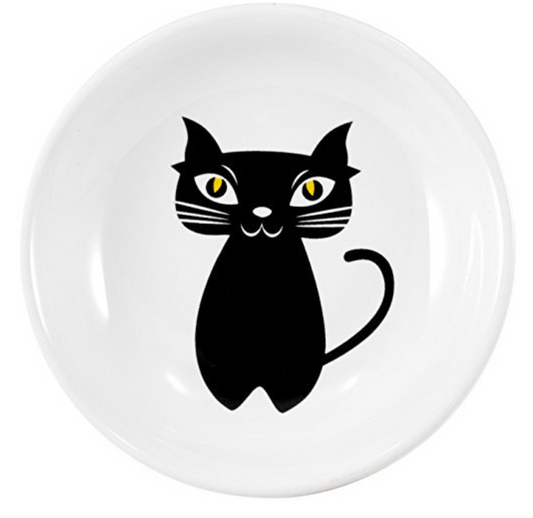 Dish Cat Noir Round Stoneware Tea Caddy Dish