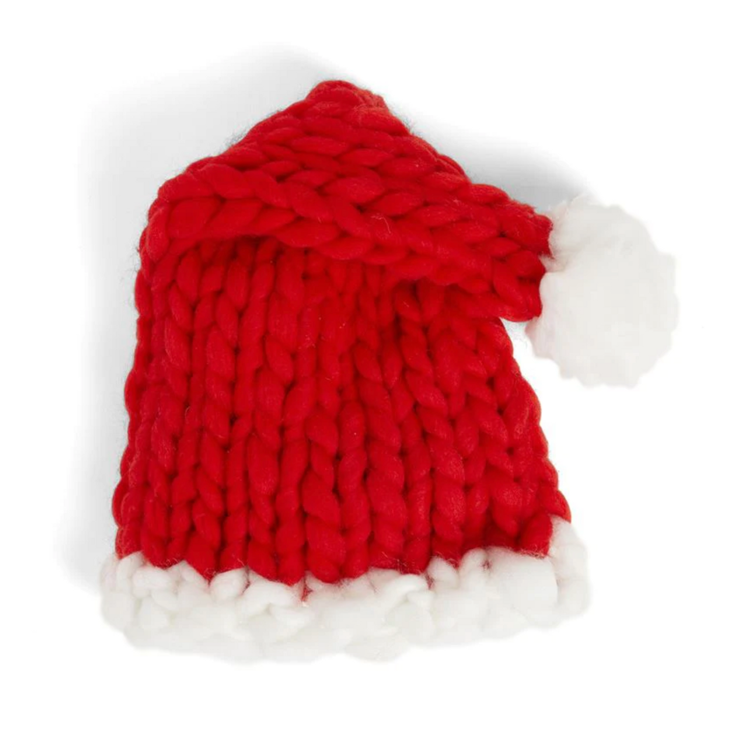 Chunky Knit Santa Hat - Red/White