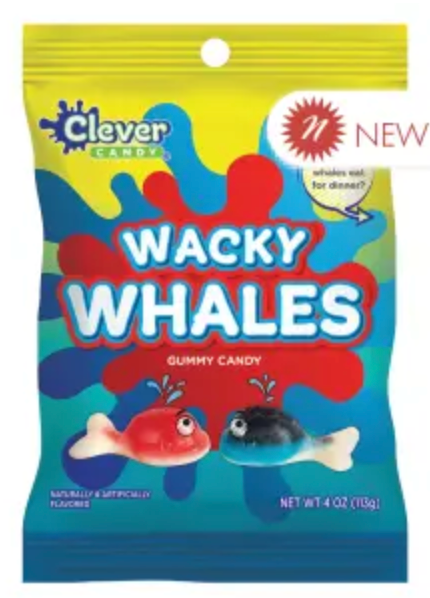 WACKY WHALES 4 OZ PEG BAG - CLEVER CANDY