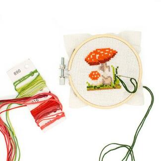 Mini Cross Stitch Embroidery Kit -Mushroom