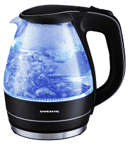 Ovente Electric Kettle, 1.5L, 1100W, BPA-Free, Heat-Tempered Borosilicate Glass, Stainless Steel, Auto Shut-Off & Boil-Dry Protection, Blue LED Lights (KG83 Series)