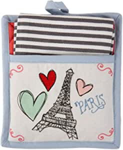 I Love Paris Dish Towel Oven Mitt Set-DII