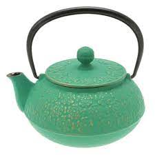 Cast Iron Teapot Gold Forest Green Sakura