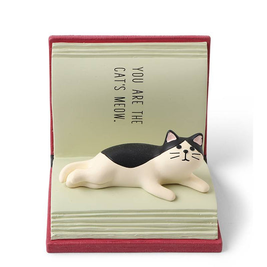 Figurine Cat Open Book Phone Stand