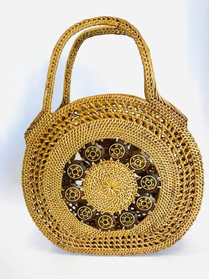 Round Open Weave Tote Bag