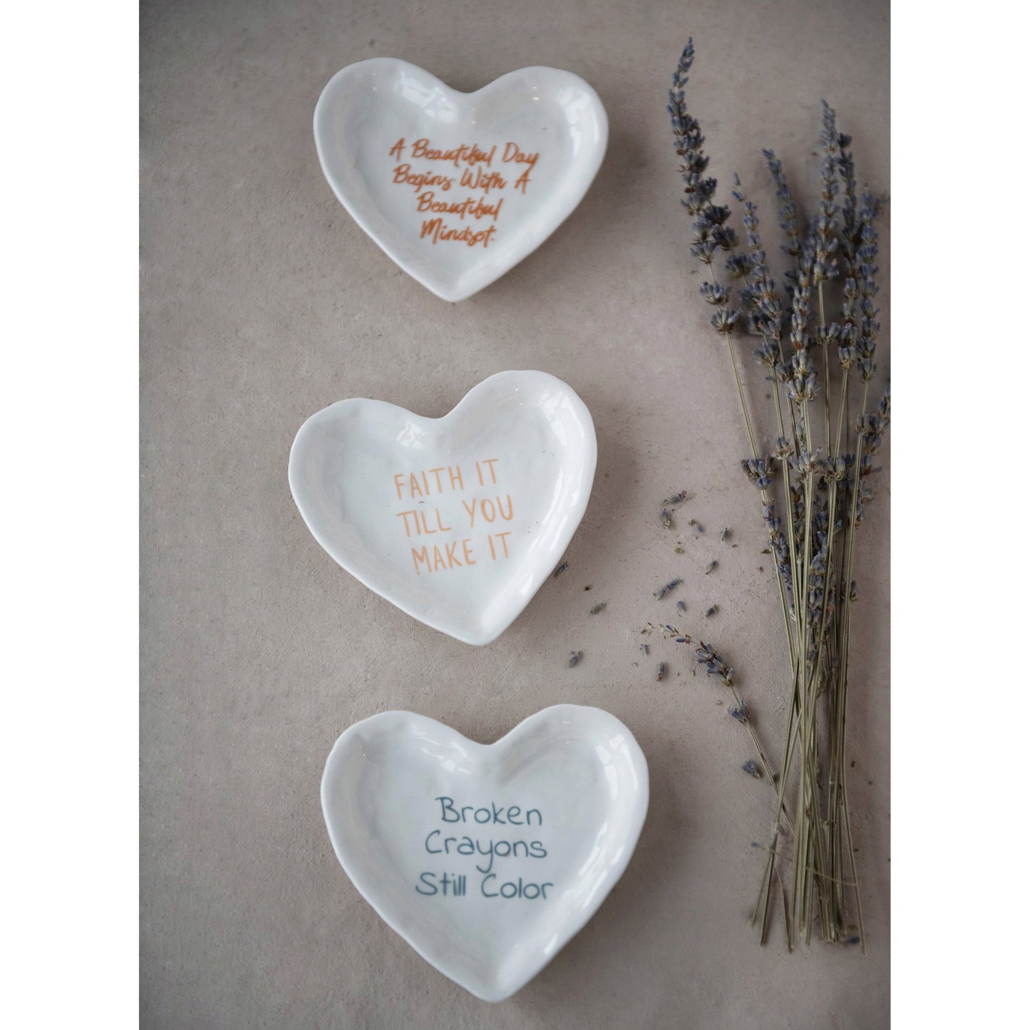 Heart Shaped Dish with Saying, 3 Styles