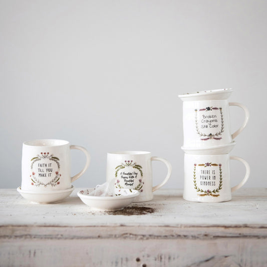 Mug with Plate and Saying- 4 Styles to choose from