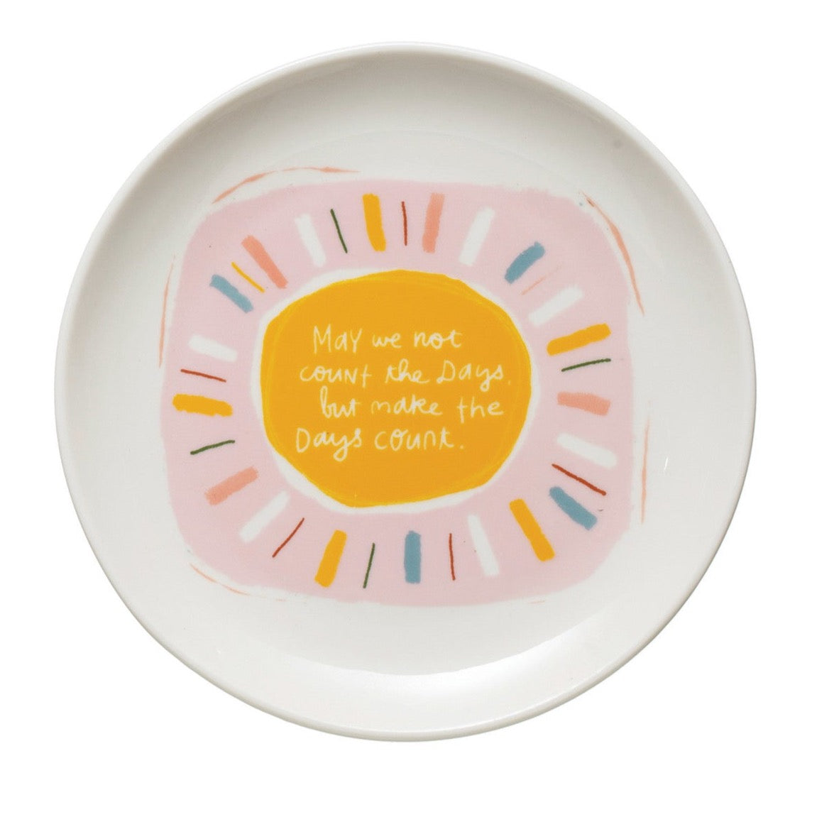 Stoneware Plate with Motivational Saying, 4 Styles