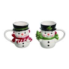 Mug Retro Snowman Choice Of Red or Green