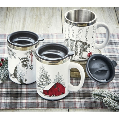 Mug Barn With Trees insulated mug