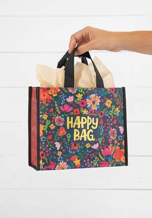 Happy Bag Small Black Cream Floral