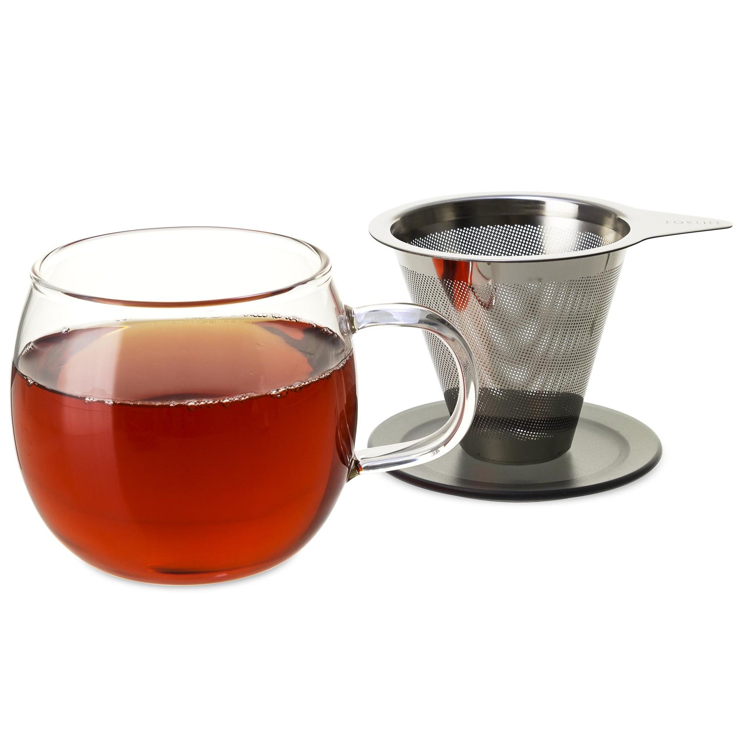 Lucidity Glass Brew-in-Cup with Stainless Infuser & Lid  12 oz