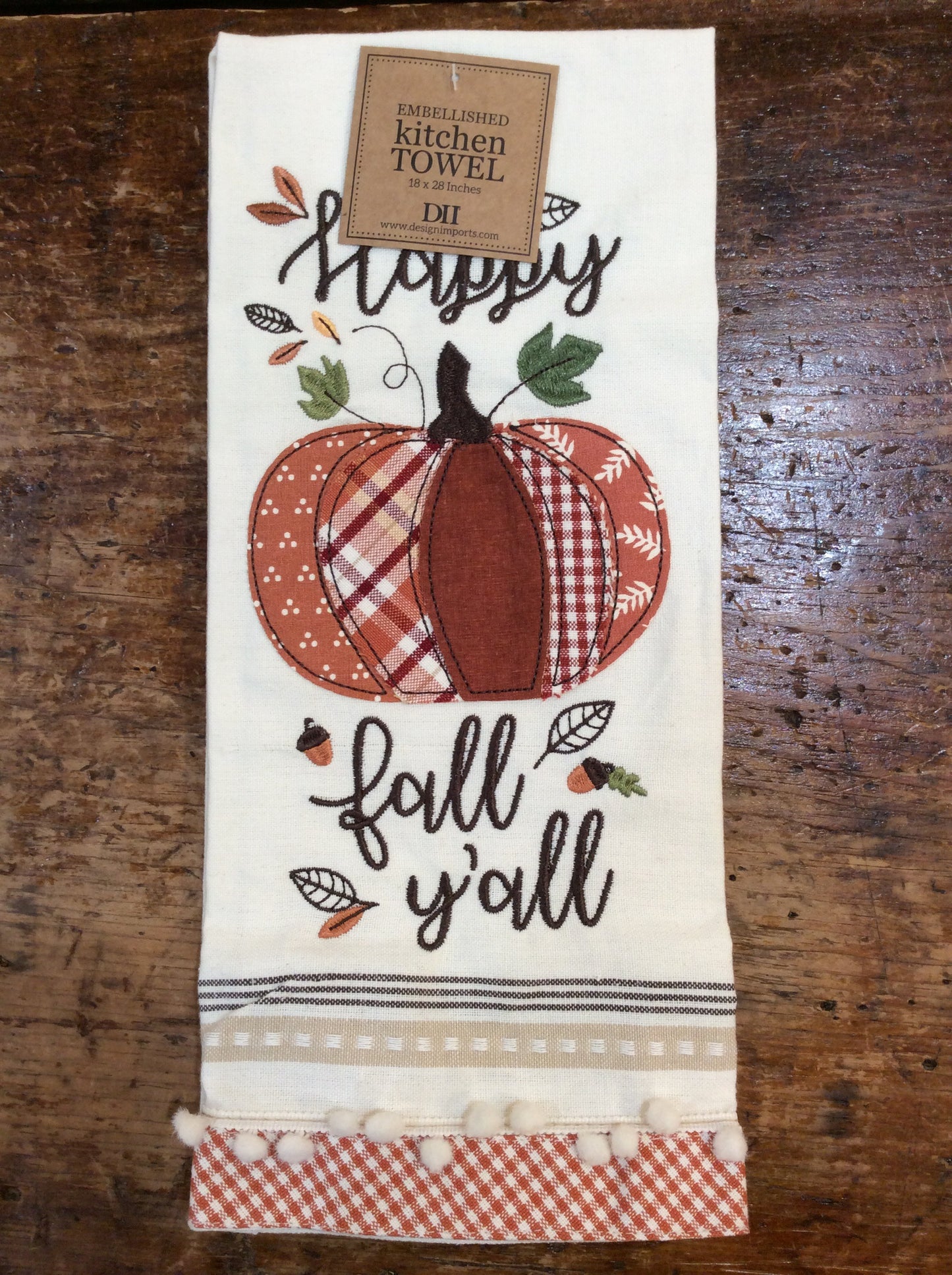 Happy Fall Y'all Embellished Kitchen Towel - DII