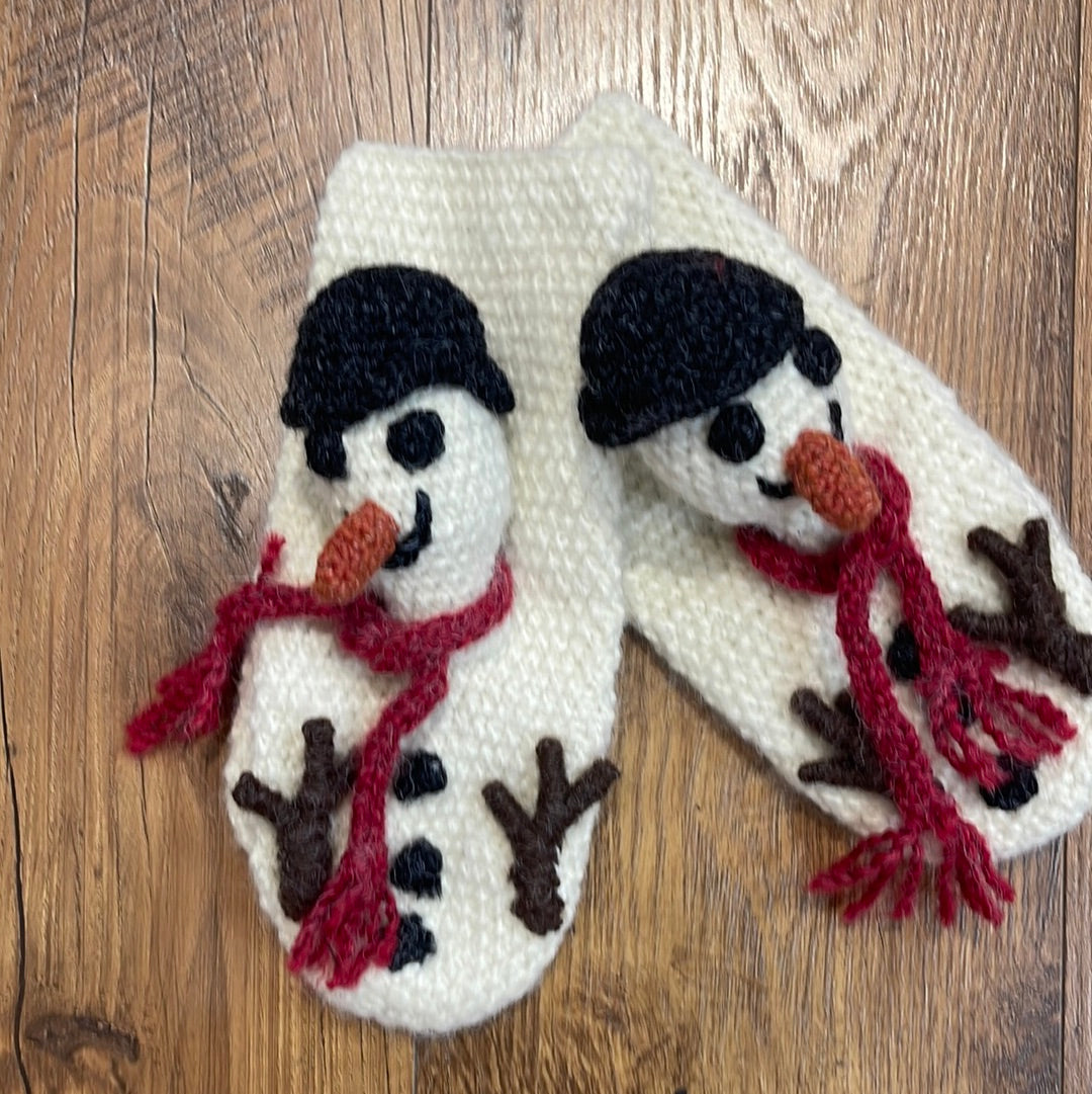 Hat and Mittens Hand Crochet Snowman