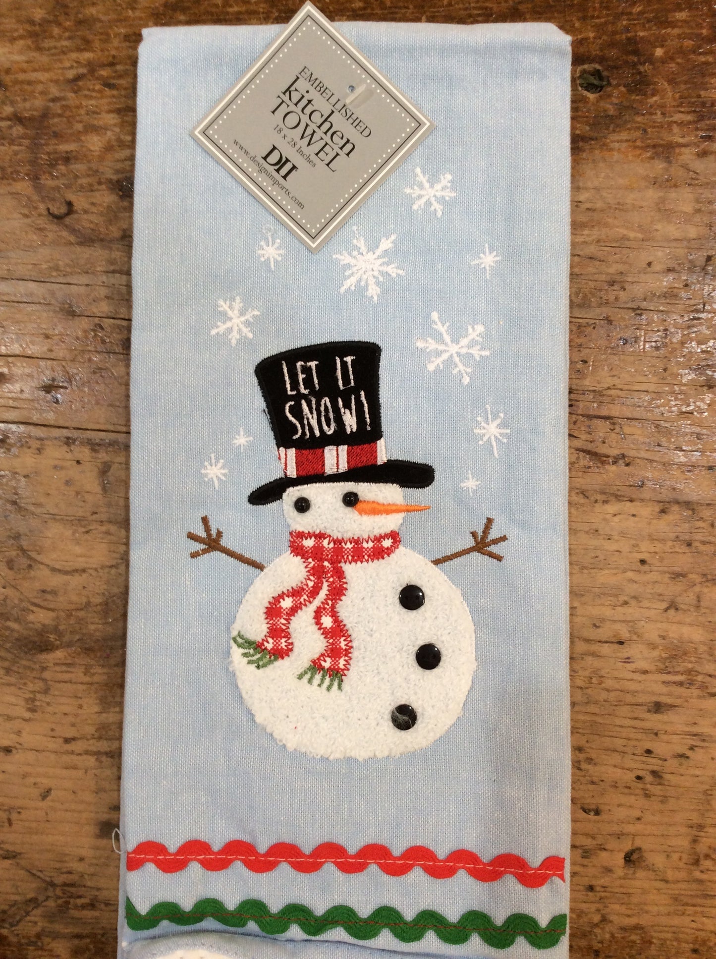 Snowman Embellished Dish towel - DII