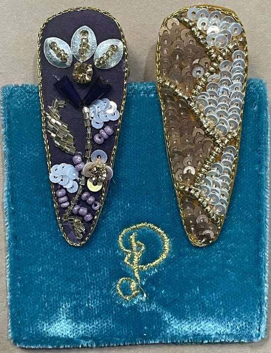 Hair Clips Jewelled (Pack of 2)